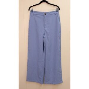 Shein Women's Wide Leg Pants Blue High Waist Career Casual Trousers Sz‎ L /#9163
